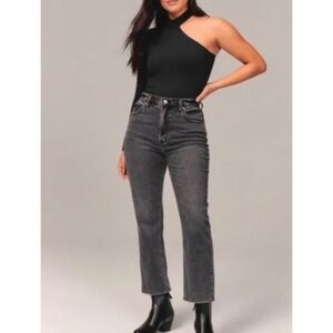 Abercrombie & Fitch The Ankle Straight Ultra High Rise Jeans Dark Grey
